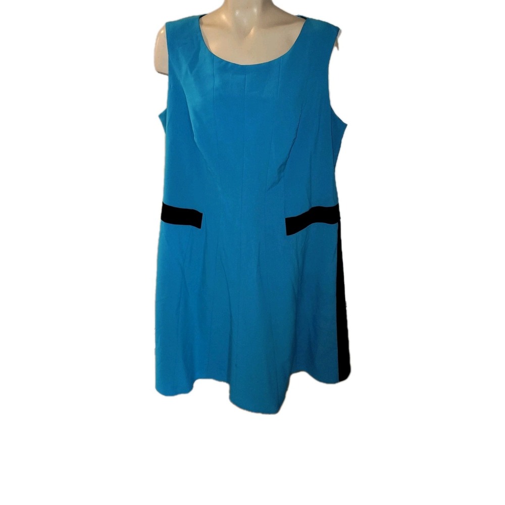 Calvin Klein‎ Designer Plus Size 2X Blue Officecore Dress Short Sleeve Luxury